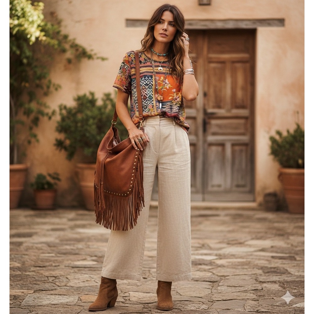 Johnny Was Los Angeles Patchwork Floral Tribal Print T-Shirt XL Multicolor Boho - Picture 1 of 5